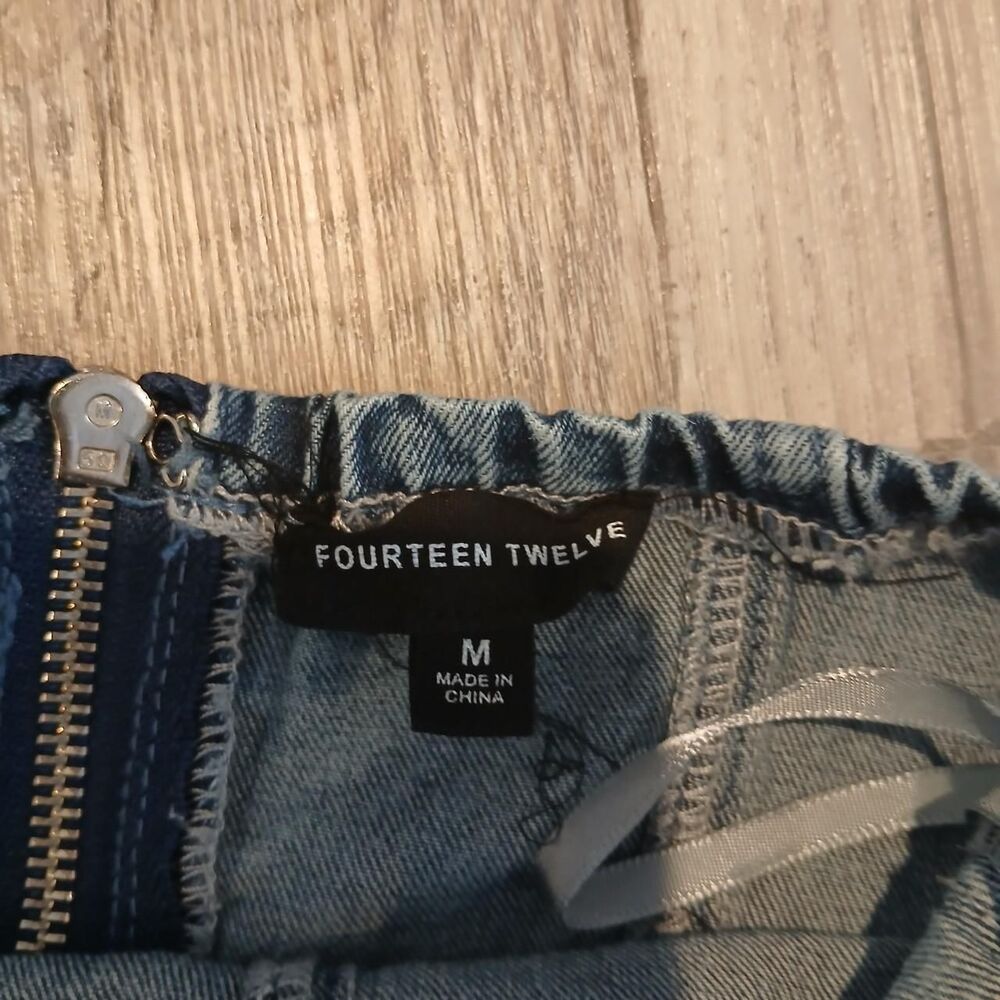 Fourteen Twelve Women's Blue Strapless Dungarees Overalls Streetwear Size M - Picture 6 of 6